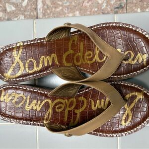 Sam Edelman Tan Croc-Embossed Sandals